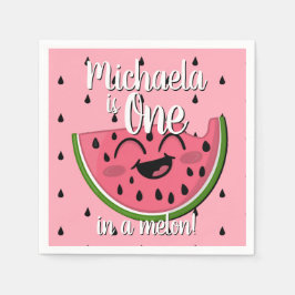 メロンスイカのピンクワンキッズファースト誕生日 スタンダードカクテルナプキン