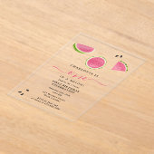 メロンスイカの夏の誕生日で愛らしい アクリル招待状 (レイダウン)