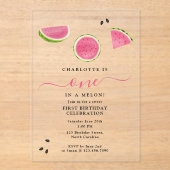 メロンスイカの夏の誕生日で愛らしい アクリル招待状 (正面)