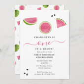 メロンスイカの夏の誕生日で愛らしい 招待状 (正面/裏面)