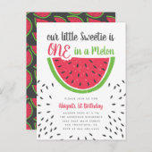 メロンスイカの子ども1歳かわいい インビテーションポストカード (正面/裏面)