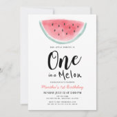 メロンスイカの水彩一歳 招待状 (正面)