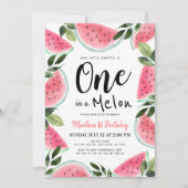 メロンスイカの水彩一歳 招待状 (正面)