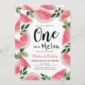 メロンスイカの水彩一歳 招待状 (正面/裏面)