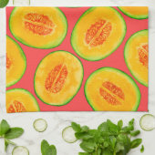 メロンスライス水彩パターン キッチンタオル (折り畳み)