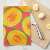 メロンスライス水彩パターン キッチンタオル (四つ折り)