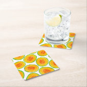 メロンスライス水彩パターン スクエアペーパーコースター (インサイチュ)