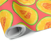 メロンスライス水彩模様包み紙 ラッピングペーパー (ロールコーナー)