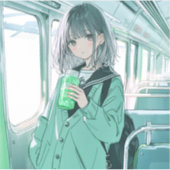 メロンソーダJK シール|寿司娘 GenerativeAI シール (正面)