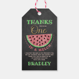 メロンチャルボードに1つ1歳の誕生日ありがとう ギフトタグ