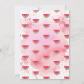 メロンピンクのスイカに1つ1歳の誕生日パーティー 招待状 (裏面)