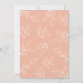 メロンピンクミニマルエレガントリストリーフブライダルシャワー 招待状 (裏面)