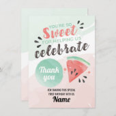 メロンファースト誕生日カードスウィートに感謝 招待状 (正面/裏面)