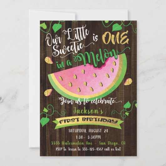 メロンファースト誕生日パーティーの招待状に1つ 招待状 (正面)