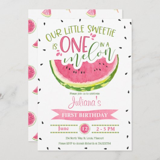 メロンファースト誕生日招待状 招待状 (正面/裏面)