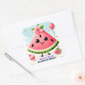 メロンファースト1歳の誕生日にピンクの夏の一つ スクエアシール (封筒)