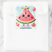 メロンファースト1歳の誕生日にピンクの夏の一つ スクエアシール (バッグ)