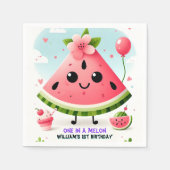 メロンファースト1歳の誕生日にピンクの夏の一つ スタンダードカクテルナプキン (正面)
