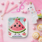 メロンファースト1歳の誕生日にピンクの夏の一つ ペーパープレート (パーティー)