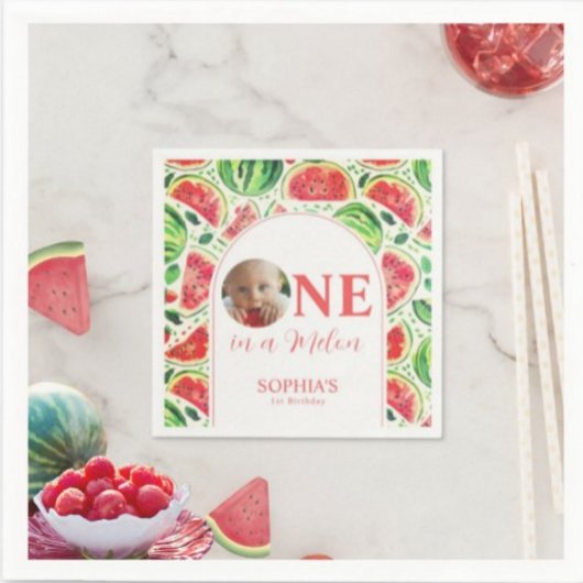 メロンフォトファースト誕生日 スタンダードカクテルナプキン