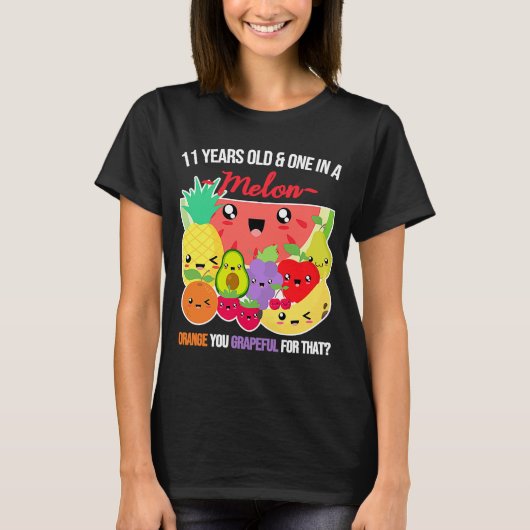 メロンフルーツことわざ11誕生日11年 Tシャツ (正面)