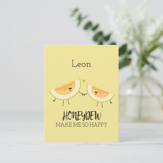 メロンメロンメイク私を幸せなグルメユーモアのフルーツパン ポストカード (スタンド正面)