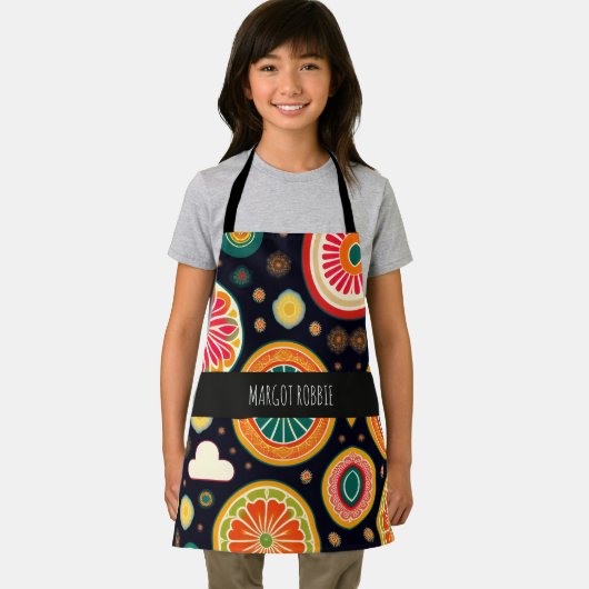 メロンレッドのパターサイケデリックン エプロン (インサイチュ)