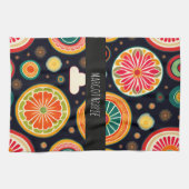 メロンレッドのパターサイケデリックン キッチンタオル (横)