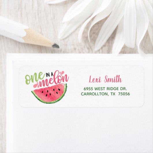 メロン住所 シールの1つ – ピンク ラベル (インサイチュ)