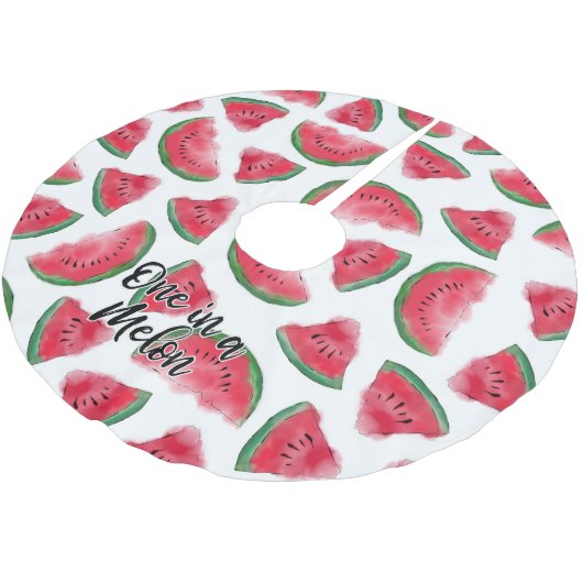 メロン引用文スイカの水彩柄の1つ ブラッシュドポリエステルツリースカート (アングル)