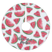 メロン引用文スイカの水彩柄の1つ ブラッシュドポリエステルツリースカート (正面)