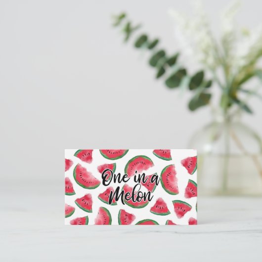 メロン引用文スイカの水彩柄の1つ 名刺 (スタンド正面)