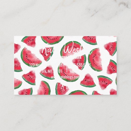 メロン引用文スイカの水彩柄の1つ 名刺 (裏面)