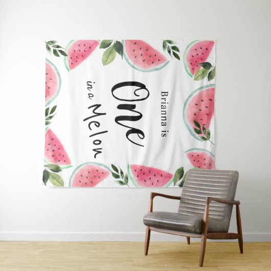 メロン水彩ウォーターカラーメロン 1歳の誕生日 タペストリー (インサイチュ(横))