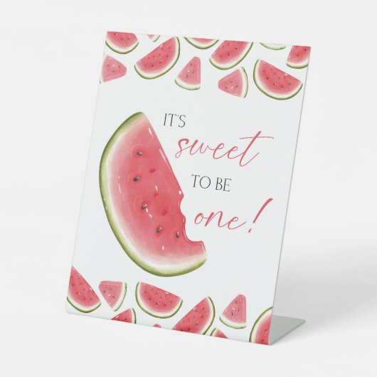 メロン誕生日の看板に一つ、一つになるには甘い 台座サイン (正面)