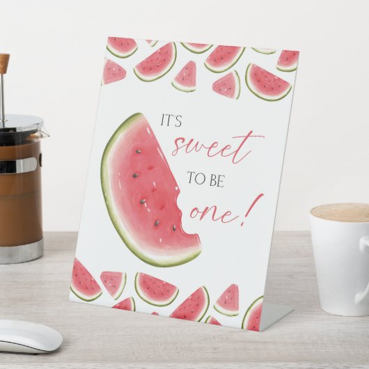 メロン誕生日の看板に一つ、一つになるには甘い 台座サイン (インサイチュ)