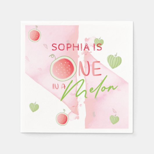メロン誕生日パーソナライズされた スタンダードカクテルナプキン (正面)
