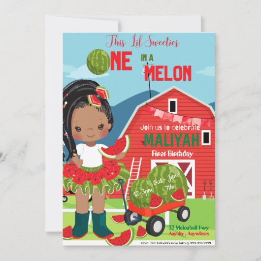 メロン誕生日招待状カード (正面)