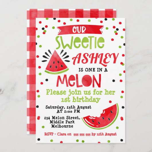メロン誕生日招待状 招待状 (正面/裏面)