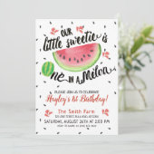 メロン１個　メロン水彩　赤　ギンガム 招待状 (スタンド正面)