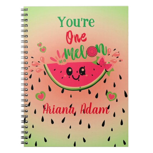 メロン1個のメロン娘の誕生日名前 ノートブック (正面)
