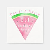 メロン1歳の誕生日のスイカに一つ スタンダードカクテルナプキン (正面)