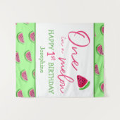 メロン1歳の誕生日 1つのメロン背景 タペストリー (正面(横))