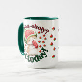 メロン・チョイ？今日じゃない！ – かわいいスイカ猫 マグカップ (正面左)