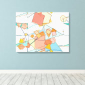 メロン、ピンク、アクア抽象芸術 キャンバスプリント (インサイチュ (ウッドフロア))