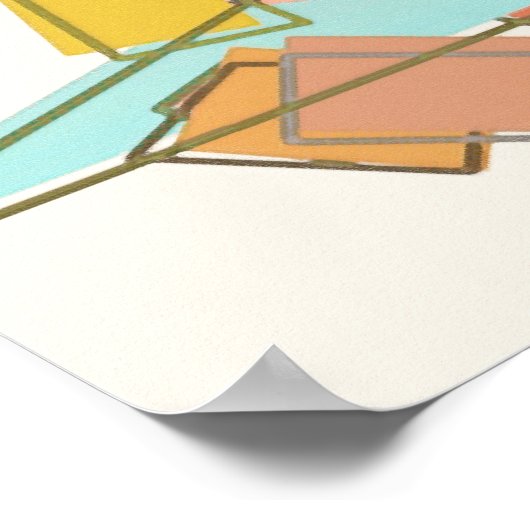 メロン、ピンク、アクア抽象芸術 ポスター (角)