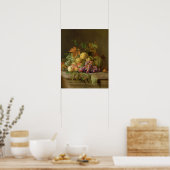 メロン、ブドウ、桃の静物生活 ポスター (キッチン)