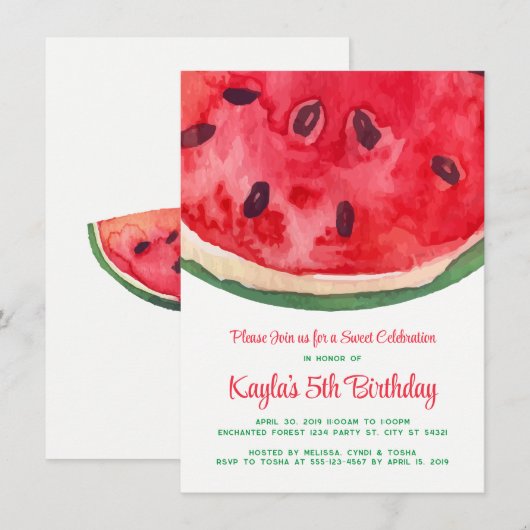 メロン 誕生日 招待状 (正面/裏面)
