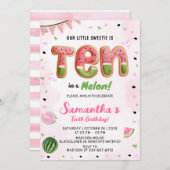 メロン 10歳の誕生日パーティー招待状 招待状 (正面/裏面)