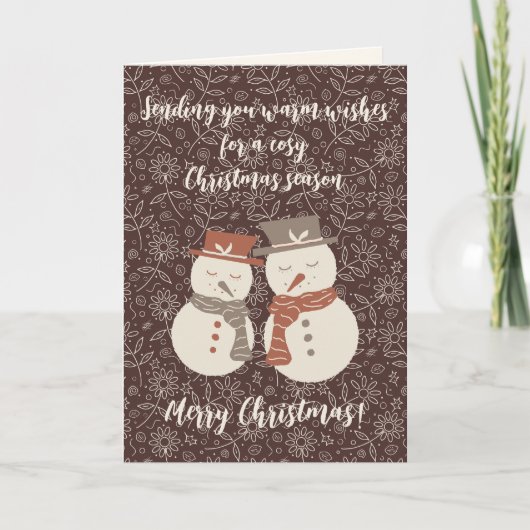 メロー雪だるま – メリークリスマス！編集可能な赤v3 シーズンカード (正面)